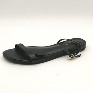 Express Womens Sandal Black Flat Heel Ankle Strap w/Buckle Cushioned Sz  6 M